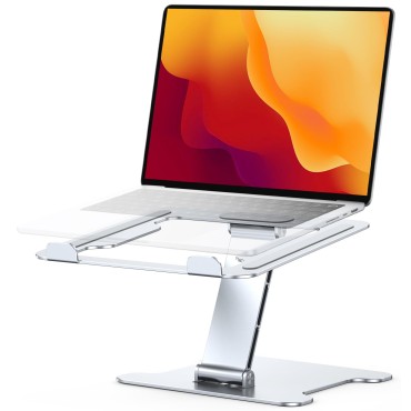 Dawinga Adjustable Laptop Stand, Fast Cooling Computer Stand for Desk, Ergonomic Portable Aluminum Laptop Riser Holder, Compatible with MacBook Air Pro, Dell, HP, Lenovo 10-16" Notebooks, Silver