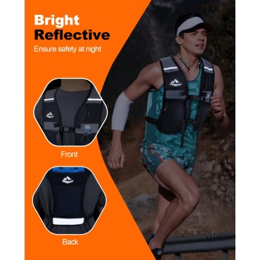 Running Vest for Women Men, Lightweight Breathable Hydration Vest with Large Compartment, Reflective Running Hydration Vest, Running Water Vest for Hiking Cycling Marathon Trail Jogging Race